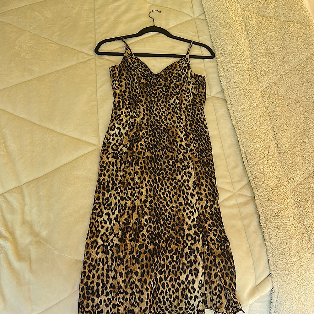 Express Cheetah Print Midi Dress w/ slit